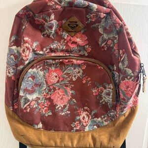 Roxy Floral Backpack - Burgundy and Tan
